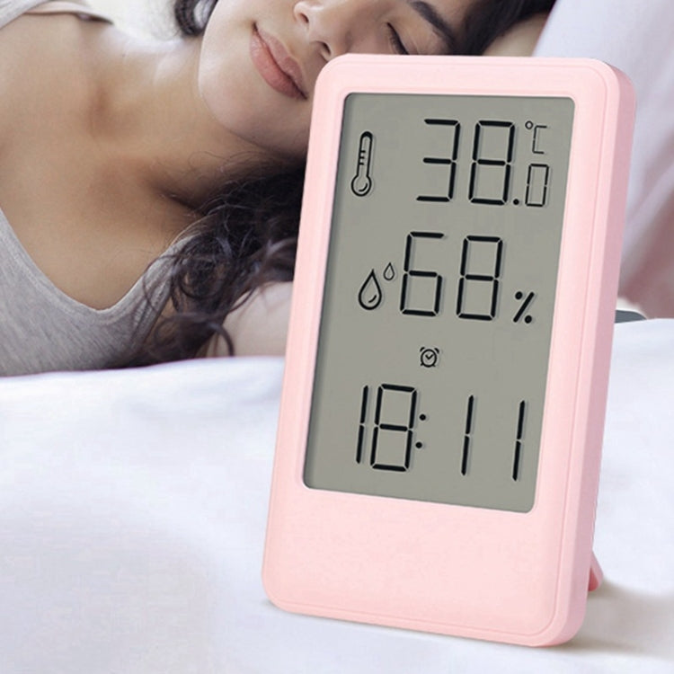 9032 LCD Large Screen Display Alarm Clock Temperature and Humidity Meter, White, Blue, Black, Pink