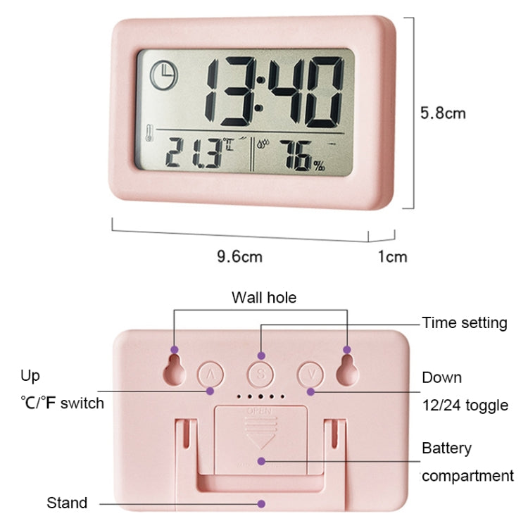 YD005 Mini Light and Thin LCD Screen Temperature/Humidity Meter Electronic Clock, White, Red, Green, Blue, Black