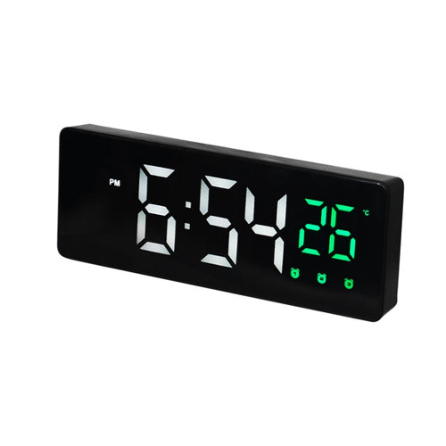 0715 Voice-activated LED Mute Date Temperature Display Electronic Clock, Black Surface Blue Light, Black Surface Green Light, Black Surface Red Light, White Shell Blue Light, White Shell Green Light, White Shell Red Light, Black Shell Blue Light       ...