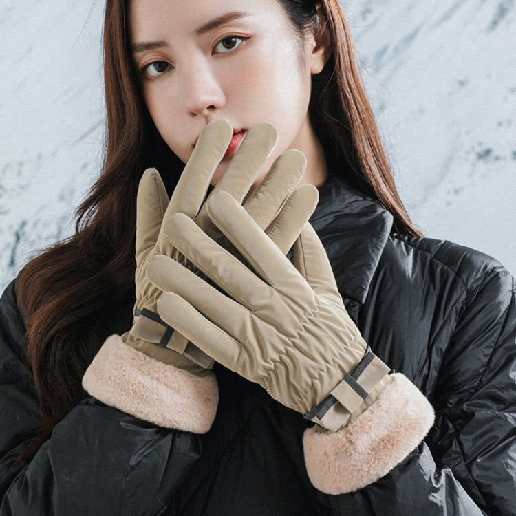 1 Pair YR205 Winter Warm Plus Fleece Mouth Driving Riding Sports Gloves, Free Code