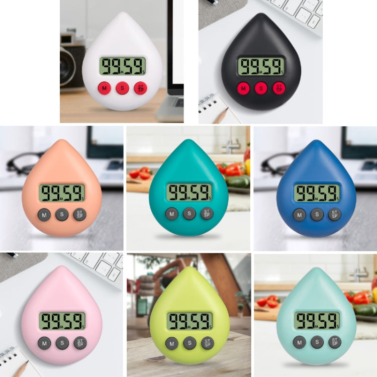 Water Drop Electronic Timer Student Learning Reminder, White, Black, Orange, Green, Blue, Light Pink, Yellow Green, Light Green