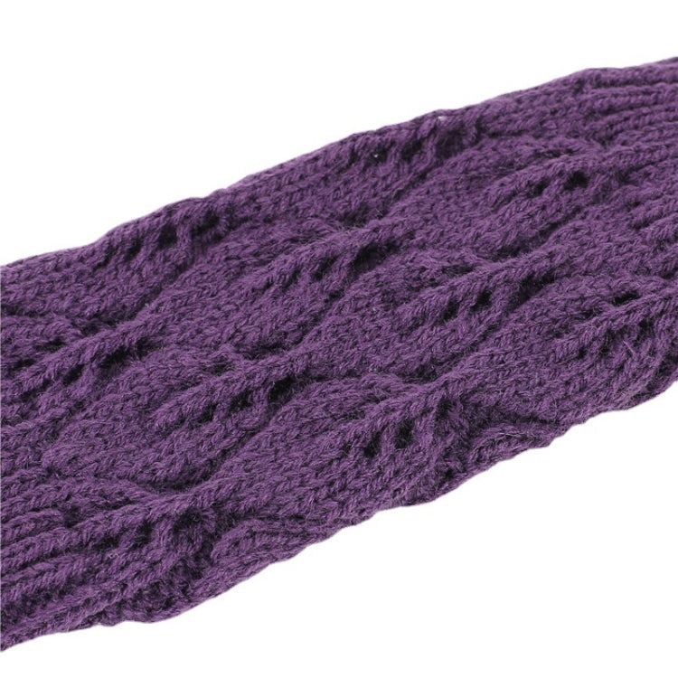 Winter Men and Women Knitted Jacquard Leaves Cycling Warm Fingerless Wool Gloves, Purple, Black, White, Jujube, Shallow Gray, Coffee, Deep Gray