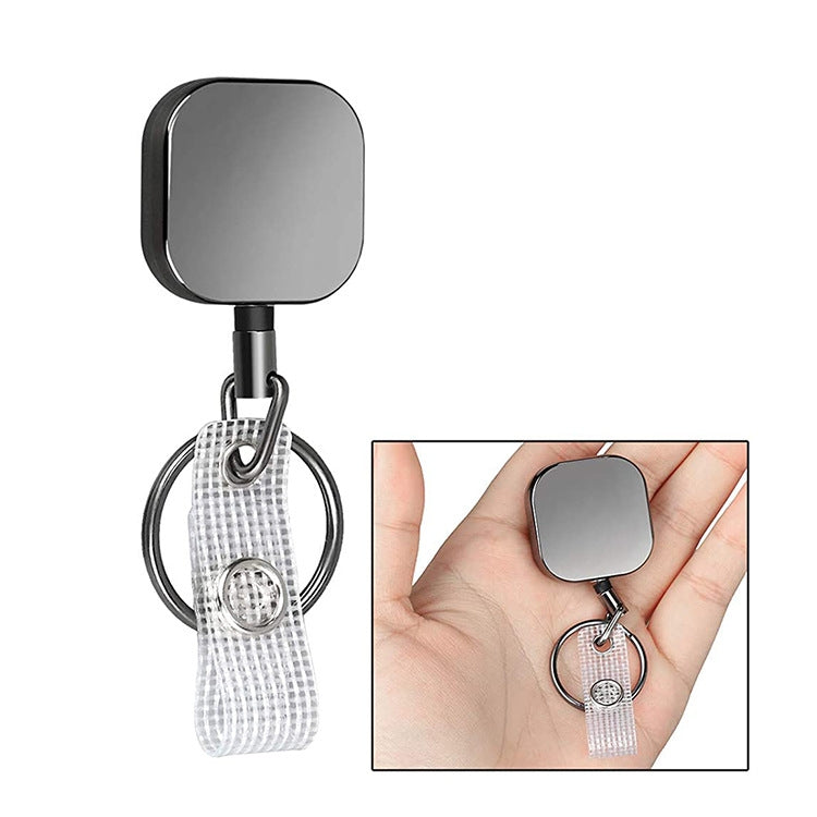 4cm Plated Metal Square Expansion Rope Key Chain, 4cm Square