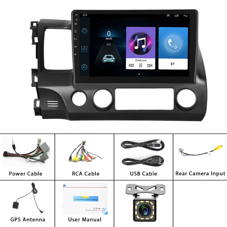 For Honda Civic 10.1 Inch Android WiFi Navigation Machine, Style:, Standard+12 Light Camera