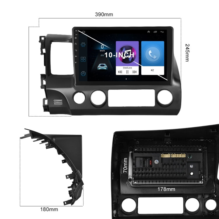For Honda Civic 10.1 Inch Android WiFi Navigation Machine, Style:, Standard+12 Light Camera