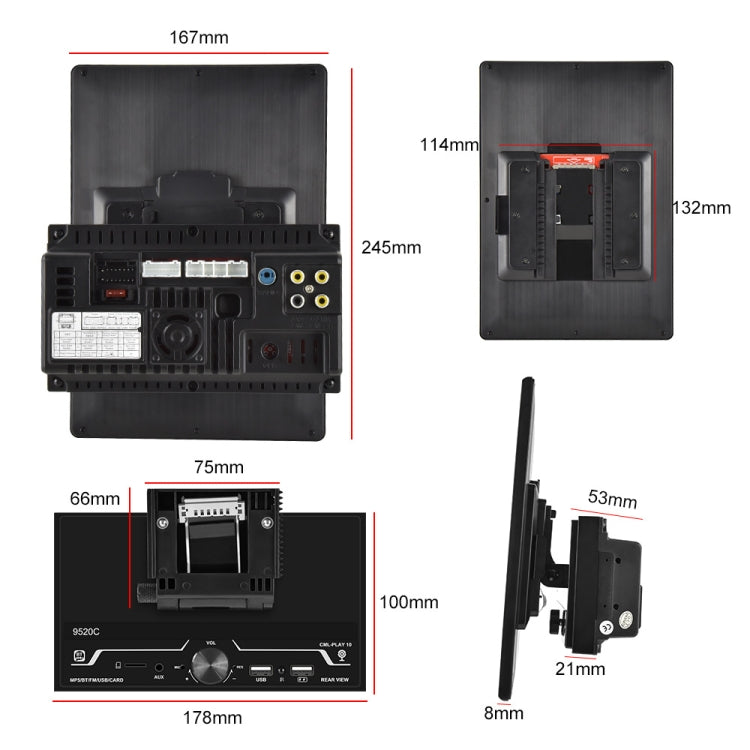 9520C Double Spindle 9.5 Inch Vertical Screen Car MP5 Player, Style:, Standard, Standard+4 Light Camera, Standard+8 Light Camera, Standard+12 Light Camera, Standard+AHD Light Camera
