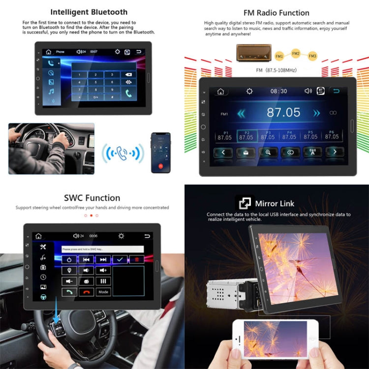 1310C 10.1 inch Car Full Screen Touch HD MP5 Wired Carplay Player, Style:, Standard, Standard+4 Light Camera, Standard+8 Light Camera, Standard+12 Light Camera, Standard+AHD Camera