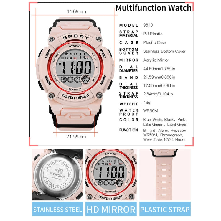 SYNOKE 9810 Multifunctional Luminous Waterproof Student Sports Watch