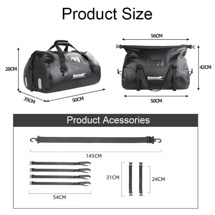 Rhinowalk MT20450 45L Large Capacity Portable Waterproof Motorcycle Tail Bag, MT20450 45L