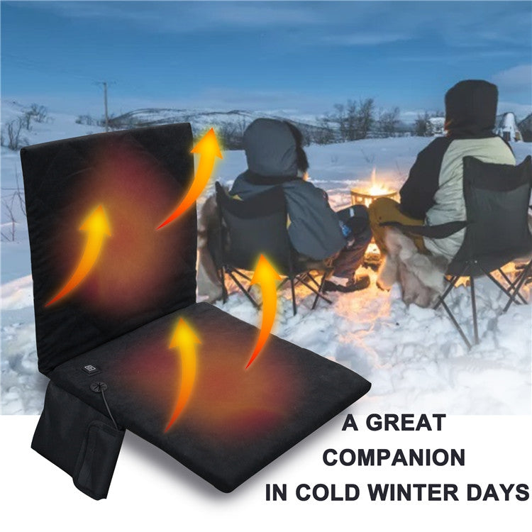 Outdoor Winter Camping Warm USB Heating Cushions With Backrest, With Backrest Khaki, With Backrest Black, With Backrest Gray