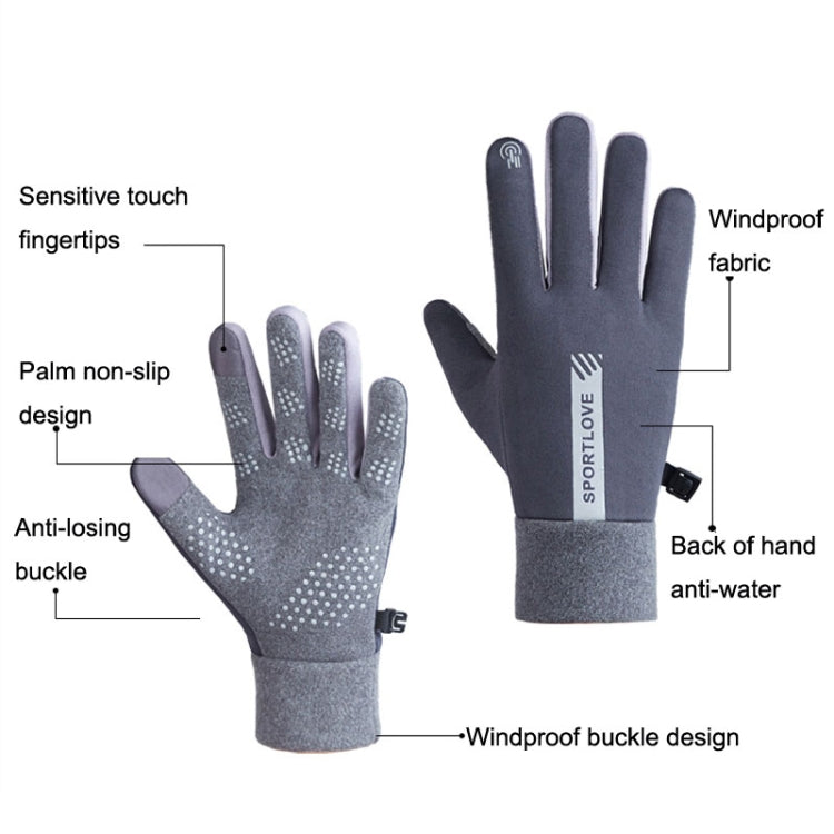 1 Pair Velvet and Thick Cycling Windproof and Cold Warm Gloves, Style:, Female Version (Grey), Female Version (Pink), Male Version (Black), Male Version (Blue), Male Version (Grey)