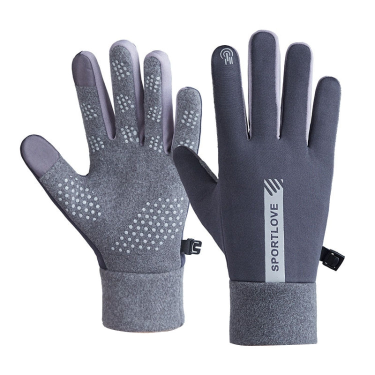 1 Pair Velvet and Thick Cycling Windproof and Cold Warm Gloves, Style:, Female Version (Grey), Female Version (Pink), Male Version (Black), Male Version (Blue), Male Version (Grey)