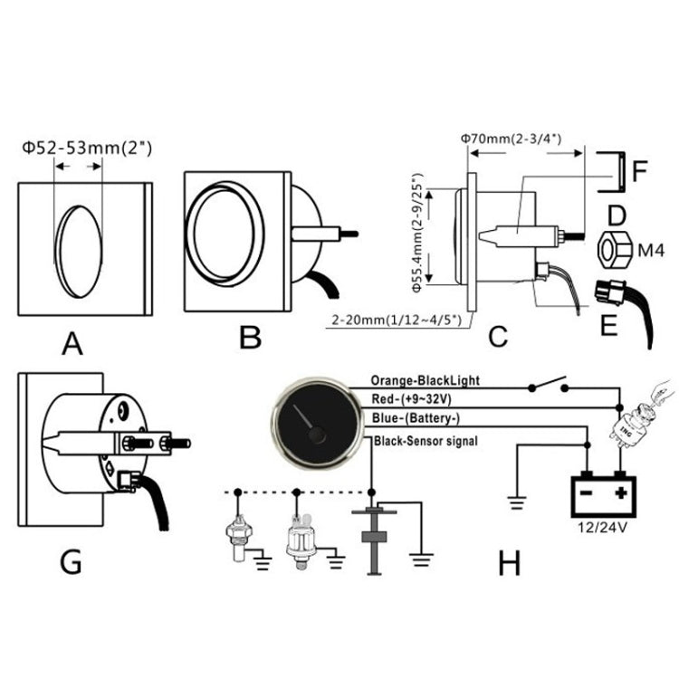 PMW2 DN52mm Car Truck RV Conversion Water Tank Water Level Table, PMW2 BS, PMW2 BN, PMW2 WS
