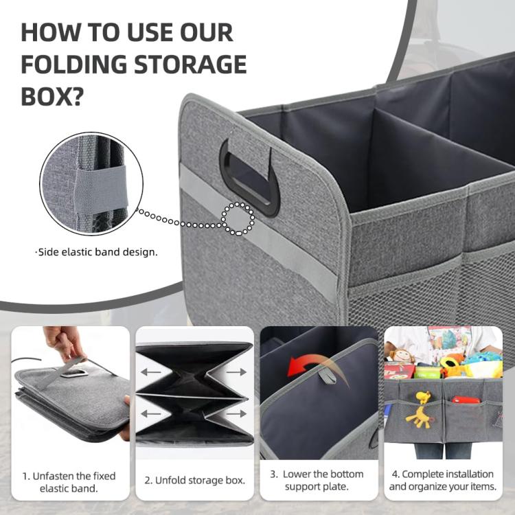 Car Trunk Folding Oxford Fabric Storage Bag, 55L Gray