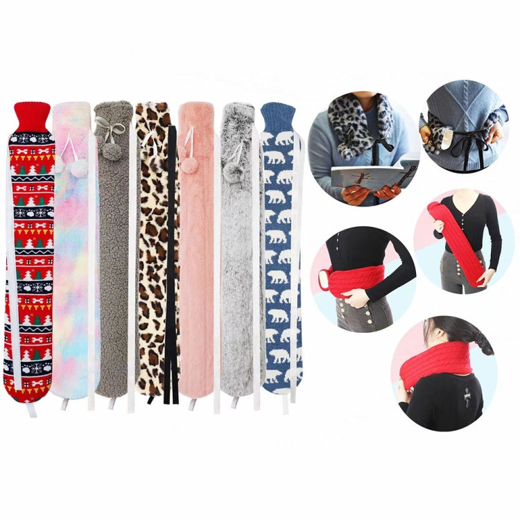 2L Long-strip Multifunctional Water-filled Rubber Hot Water Bags, Spec: Pink Lambswool, Pink Lambswool