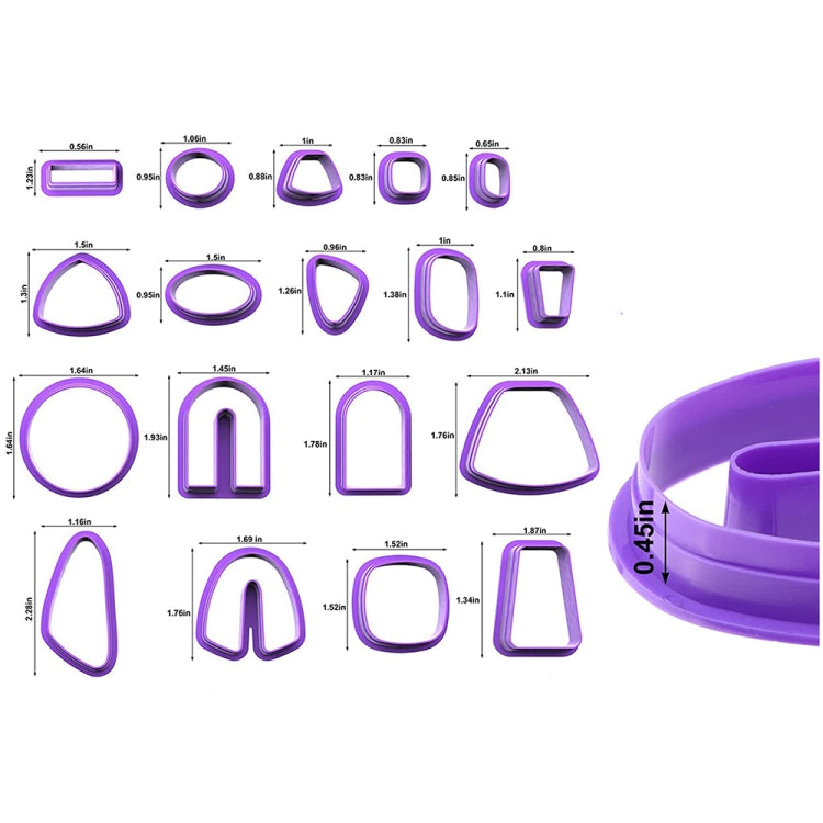 18 In 1 Soft Clay Earring Molds DIY Handmade Clay Cutter Clay Earrings Making Molds, 18 In 1 (Purple), 18 In 1 (Pink), 18 In 1 (Yellow), 18 In 1 (Blue)
