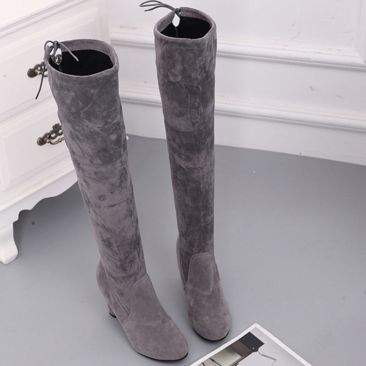Ladies Over-the-knee Boots Frosted Leather Thick High Heel Boots, 34, 35, 36, 37, 38, 39, 40, 41, 42, 43