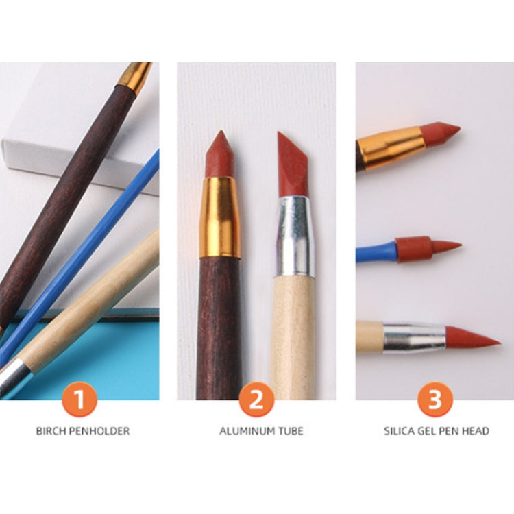 Double-ended Pottery Engraving Soft Tip Silicone Pen, 2 Sets