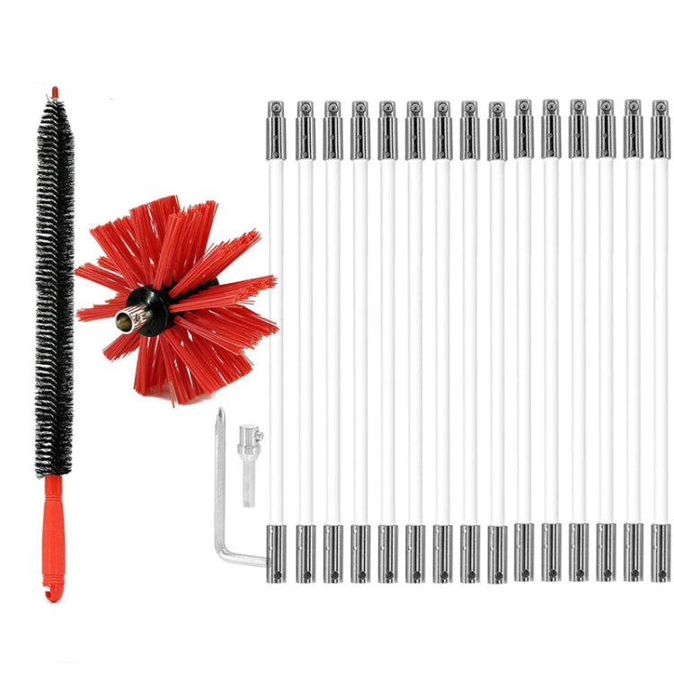 Extendable Bendable Electric Drill Chimney Brush Hood Interior Duct Brush, 410mm x 15 Rods