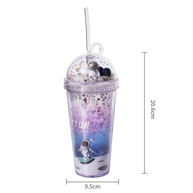 Space Straw Cup Plastic Double Layer Water Cup, 420ml