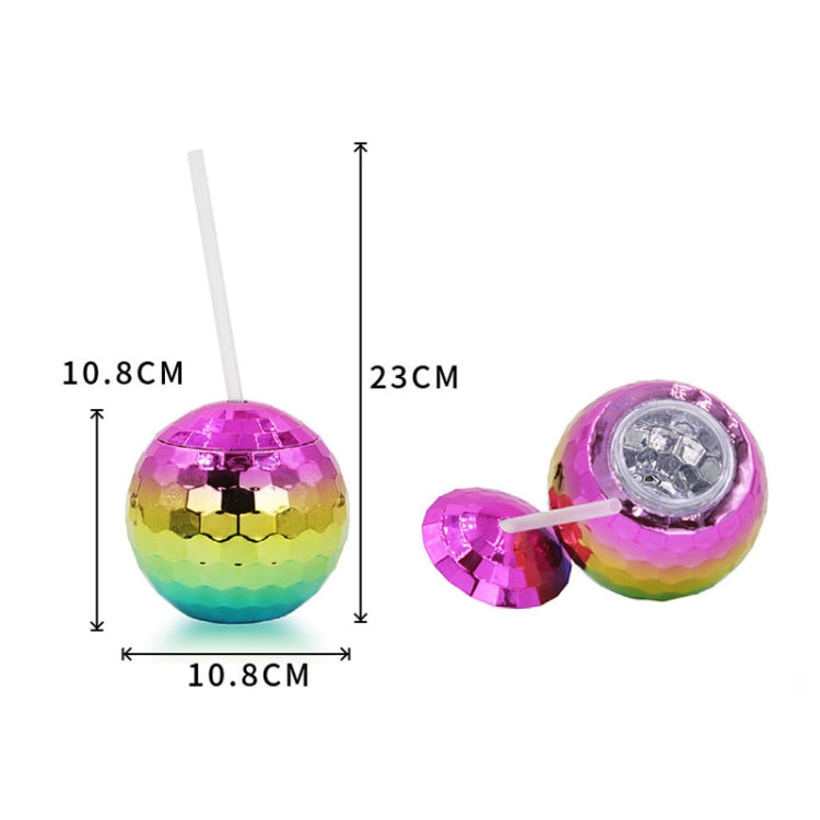 D001-2 Flash Electroplated Ball Cup Round Ball Straw Plastic Water Cup, Rainbow Color