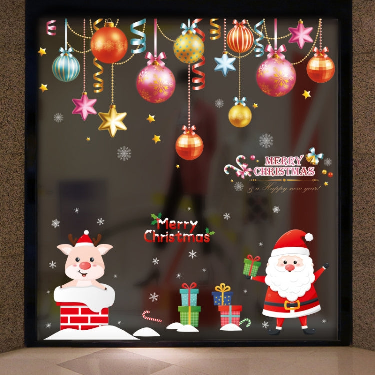 Santa Claus Hanging Stickers Shop Window Glass Door Living Room Wall Stickers, 6304, 6305, 6306, 6307, 6308, 6309