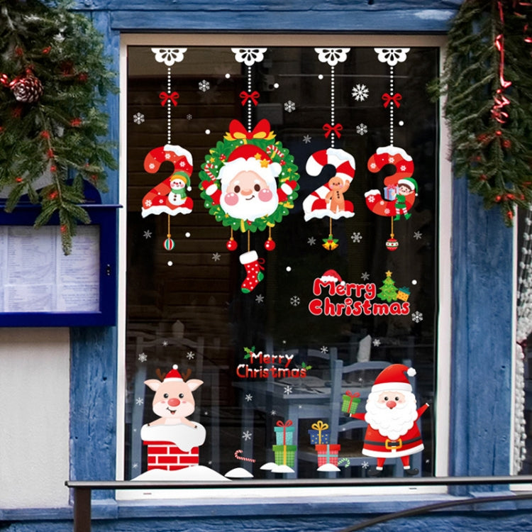 Santa Claus Hanging Stickers Shop Window Glass Door Living Room Wall Stickers, 6304, 6305, 6306, 6307, 6308, 6309