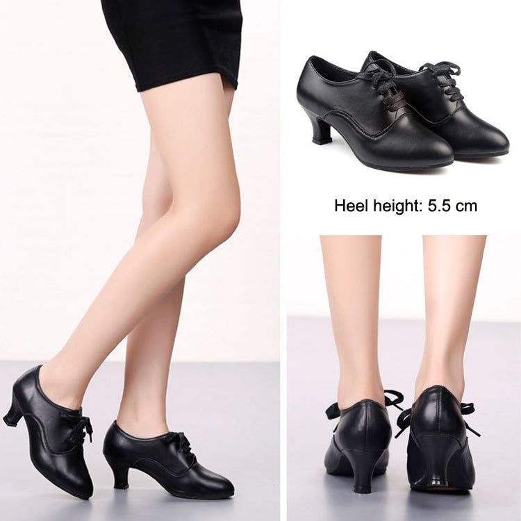 Latin Dance Shoes Women Leather Square Dance Soft Soled Medium Heels Shoes, 34, 35, 36, 37, 38, 39, 40, 41