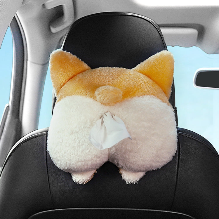 Multifunctional Cartoon Armrest Box Seat Back Tissue Box, Styles:, Corgi