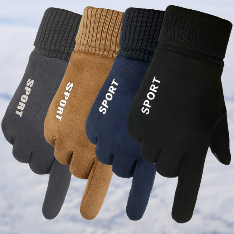 Q35 Suede Men Warm Gloves Touch Screen Sports Cycling Gloves, Q35 Gray, Q35 Khaki, Q35 Black, Q35 Dark Blue