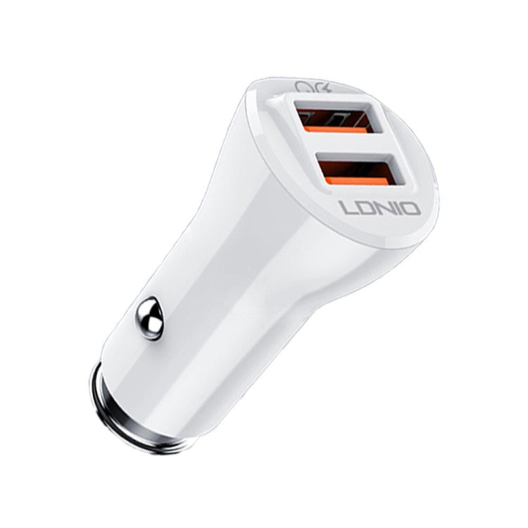 LDNIO C511Q 36W QC 3.0 Phone Fast Charger Dual-USB Ports Smart Car Charger, with Micro USB Cable, with 8 Pin Cable, with USB-C/Type-C Cable