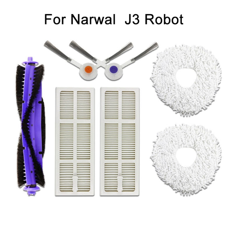 For Narwal Clean Robot J3 Spare Part Accessory, 1pc Main Brush, 2pcs Side Brush, Set, 2pcs Mop, 3pcs Dust Box Block