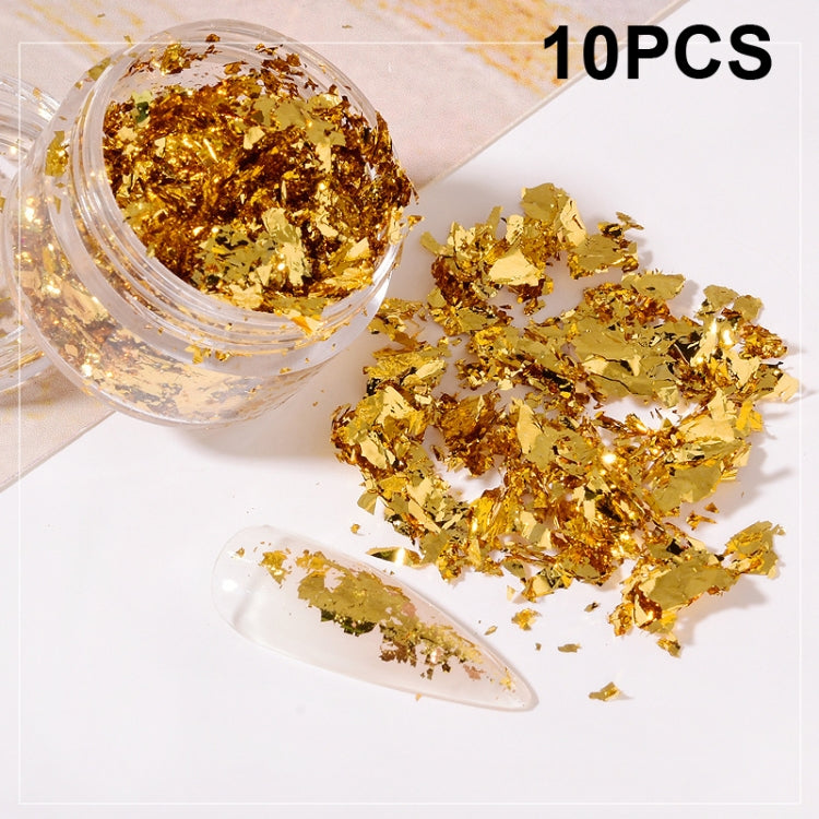 10 PCS K Gold Tin Foil Nail Decoration Nail Polish Adhesive Sticker, 10 PCS Gold, 10 PCS Silver, 10 PCS Copper Gold, 10 PCS Light Gold, 10 PCS Champagne Gold