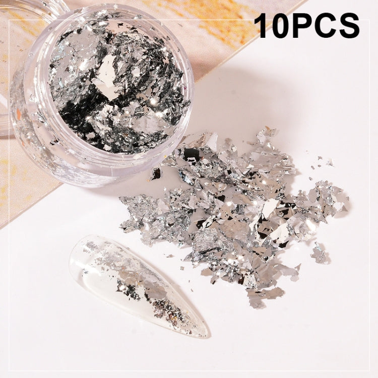 10 PCS K Gold Tin Foil Nail Decoration Nail Polish Adhesive Sticker, 10 PCS Gold, 10 PCS Silver, 10 PCS Copper Gold, 10 PCS Light Gold, 10 PCS Champagne Gold