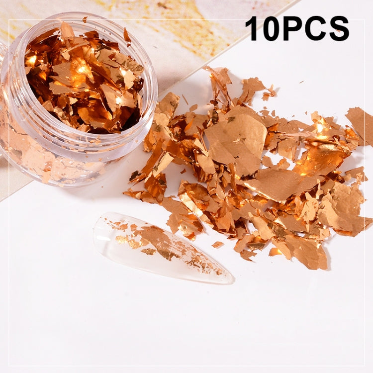 10 PCS K Gold Tin Foil Nail Decoration Nail Polish Adhesive Sticker, 10 PCS Gold, 10 PCS Silver, 10 PCS Copper Gold, 10 PCS Light Gold, 10 PCS Champagne Gold