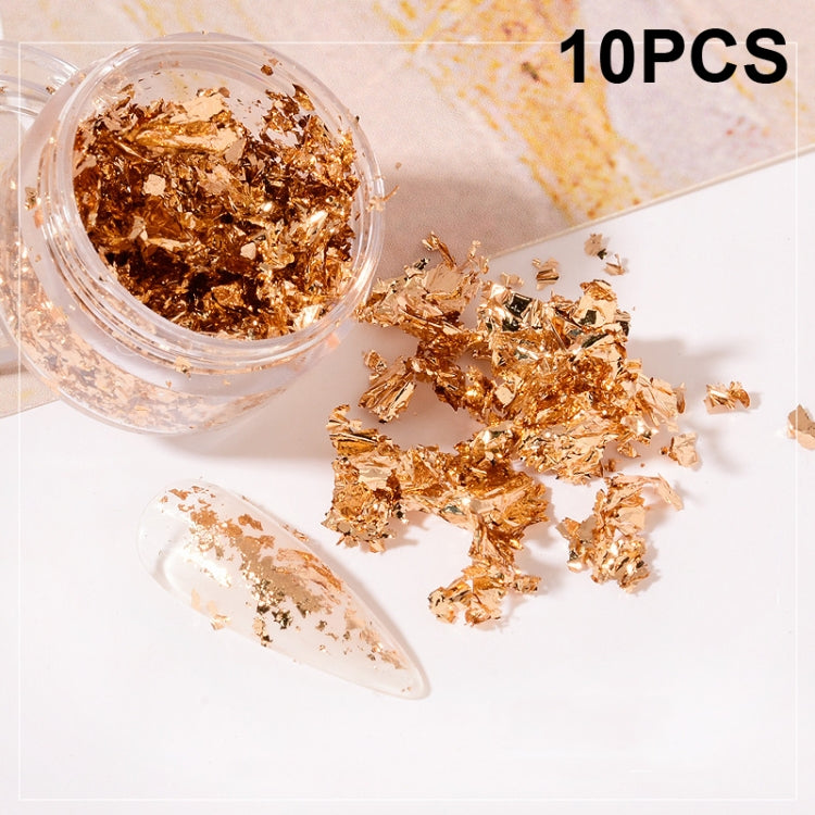 10 PCS K Gold Tin Foil Nail Decoration Nail Polish Adhesive Sticker, 10 PCS Gold, 10 PCS Silver, 10 PCS Copper Gold, 10 PCS Light Gold, 10 PCS Champagne Gold