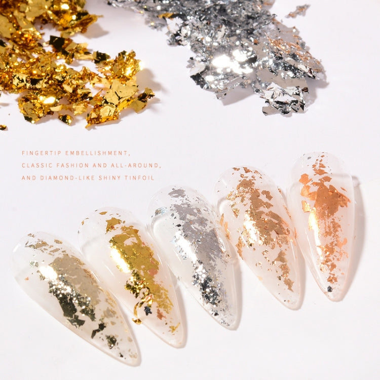10 PCS K Gold Tin Foil Nail Decoration Nail Polish Adhesive Sticker, 10 PCS Gold, 10 PCS Silver, 10 PCS Copper Gold, 10 PCS Light Gold, 10 PCS Champagne Gold