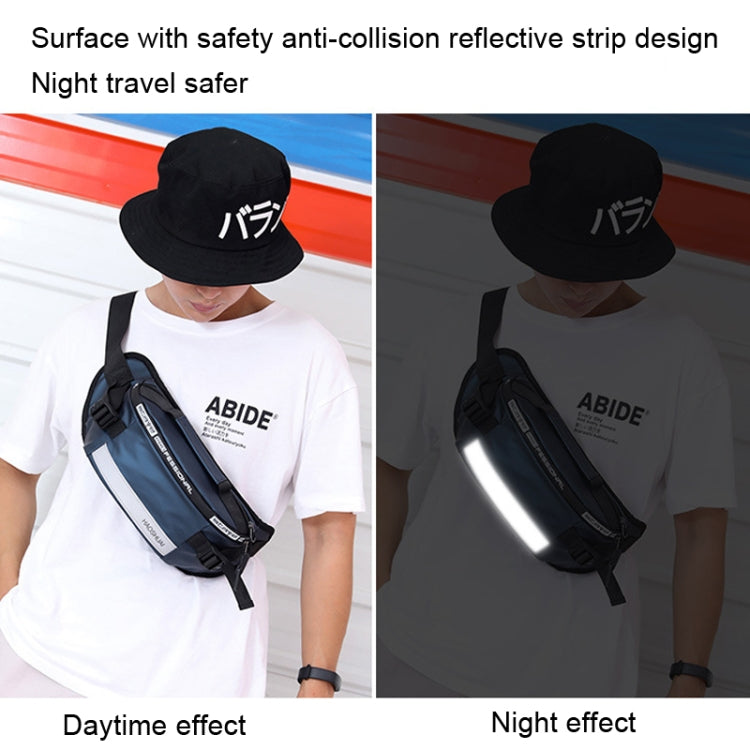 HAOSHUAI Outdoor Running Waist Bag With Reflecting Strip Chest Bag, 1100-6 Army Green, 1100-6 Khaki, 1100-6 Dark Blue, 1100-6 Black), 1100-6 Gray, 1206 Royal Blue Strip, 1206 Silver Gray Strip