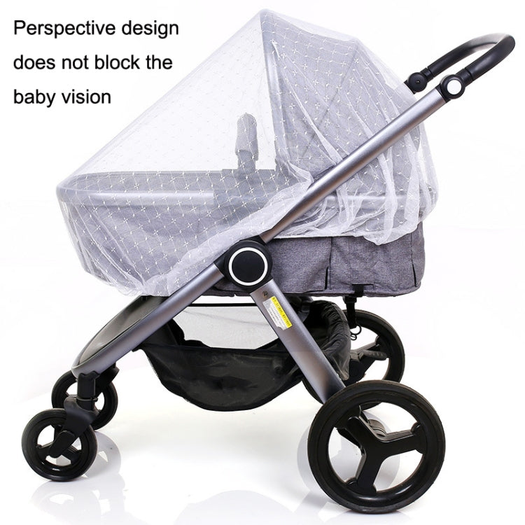 Full Cover Folding Mosquito Net Plus Encrypted Stroller Mosquito Net, 2pcs White