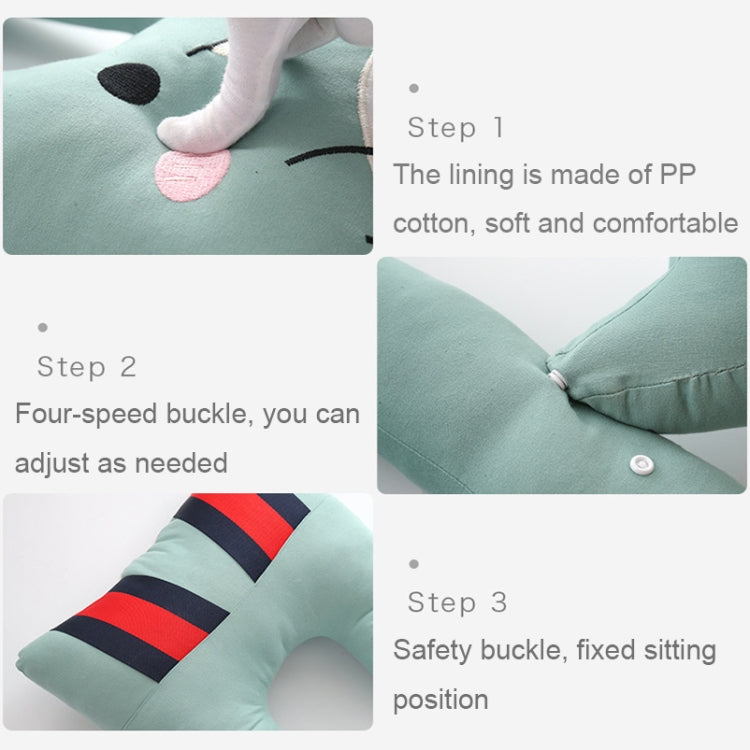 8146 Cartoon Adjustable Car Children Sleep Safety Belt U-shaped Neck Pillow, Blue Penguin, Yellow Cat, Coffee Monkey, Gray Totoro