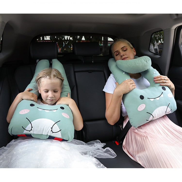 8146 Cartoon Adjustable Car Children Sleep Safety Belt U-shaped Neck Pillow, Blue Penguin, Yellow Cat, Coffee Monkey, Gray Totoro