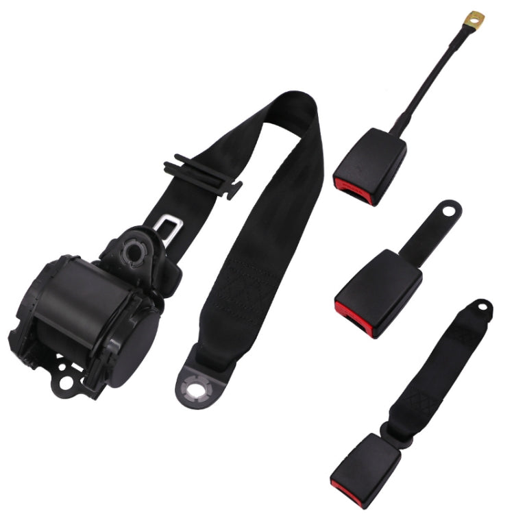 Universal 3-point Car Retrofit Seat Belt With Emergency Locking, Iron Bar Latch, Iron Buckle, Braided Straps