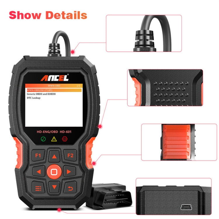 ANCEL HD601 24V Diesel Engine Detector Heavy Truck Diagnostic Scanner, ANCEL HD601
