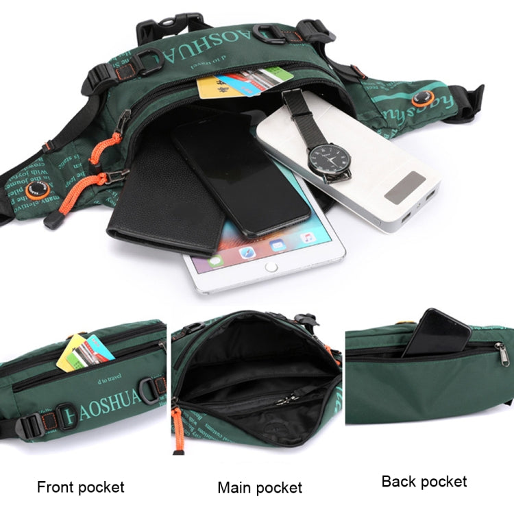 HAOSHUAI 5132 Outdoor Men Waist Bag Sports Running Chest Bag, 5132 Army Green, 5132 Dark Green, 5132 Camouflage, 5132 Dark Blue, 5132 Black
