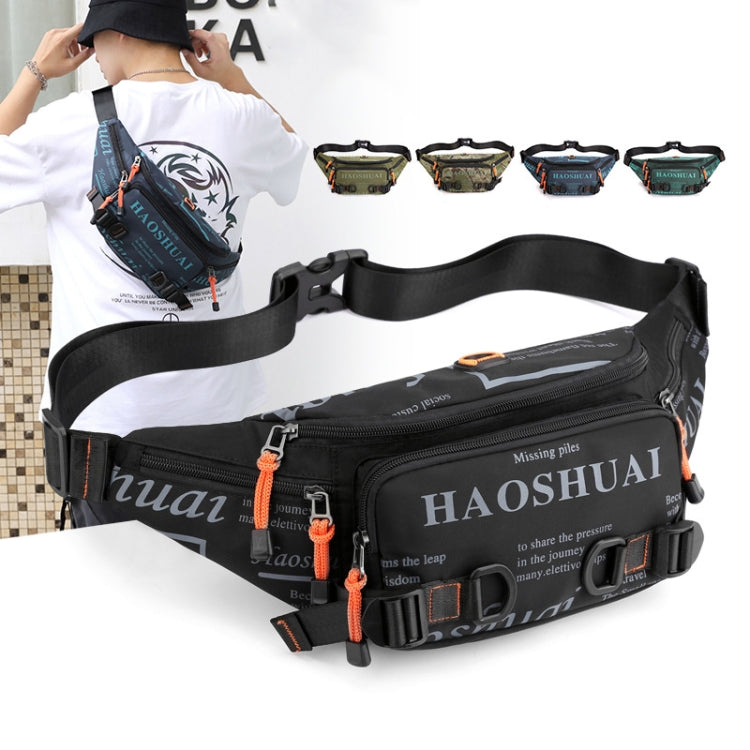 HAOSHUAI 5135 Outdoor Men Waist Bag Waterproof Nylon Cloth Men Bag, 5135 Dark Blue, 5135 Black