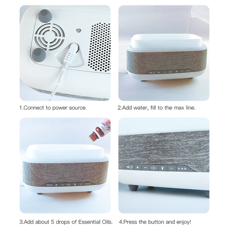 300ml Bluetooth Clock Aromatherapy Humidifier with Seven-color Ambient Light,EU Plug, Bluetooth Clock  Humidifier
