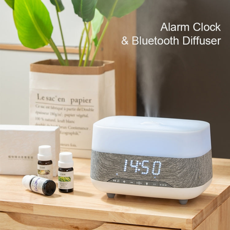 300ml Bluetooth Clock Aromatherapy Humidifier with Seven-color Ambient Light,EU Plug, Bluetooth Clock  Humidifier