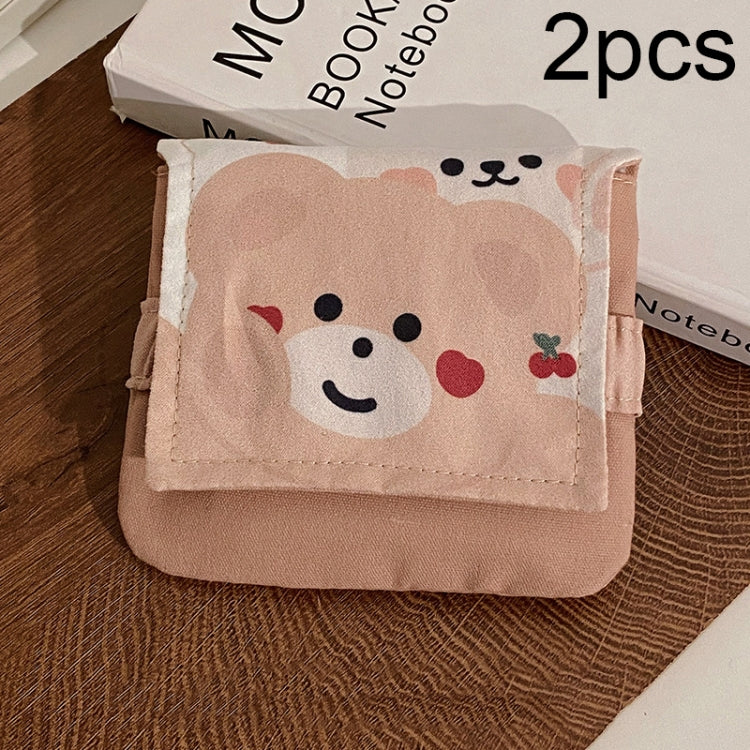BD0443 2pcs Cartoon Pattern Large Capacity Sanitary Storage Bags, BD0443 (Coffee Cherry Bear), BD0443 (Beige Heart Bear), BD0443 (Flower Rabbit), BD0443 (Red Cherry Bear), BD0443 (Pink Tulip), BD0443 (White Rose), BD0443 (Sunflower), BD0443 (Beige Flow...