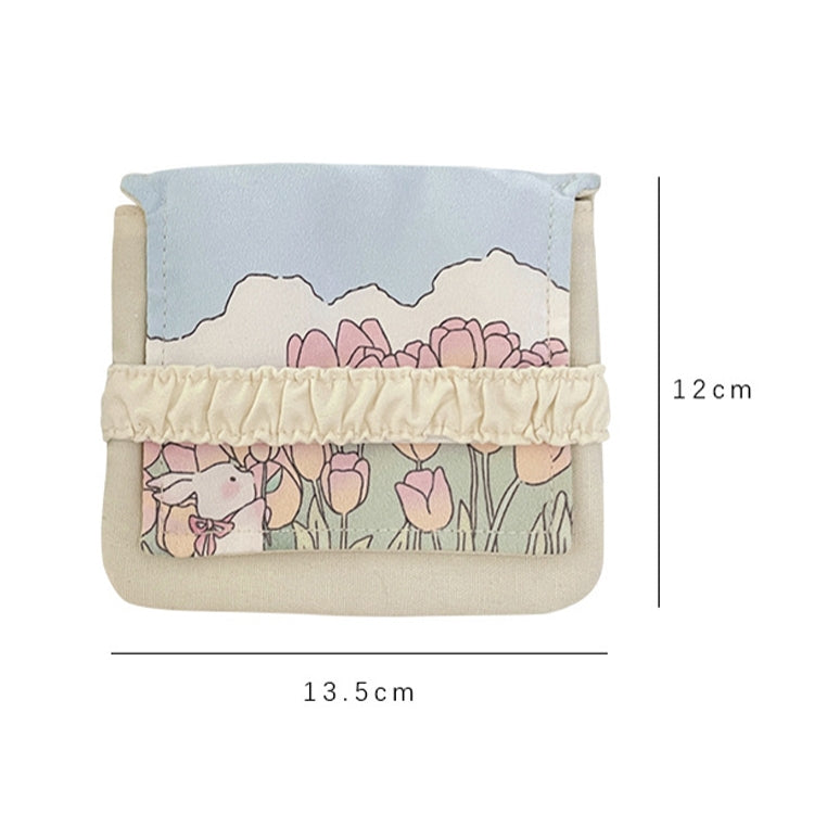 BD0443 2pcs Cartoon Pattern Large Capacity Sanitary Storage Bags, BD0443 (Coffee Cherry Bear), BD0443 (Beige Heart Bear), BD0443 (Flower Rabbit), BD0443 (Red Cherry Bear), BD0443 (Pink Tulip), BD0443 (White Rose), BD0443 (Sunflower), BD0443 (Beige Flow...