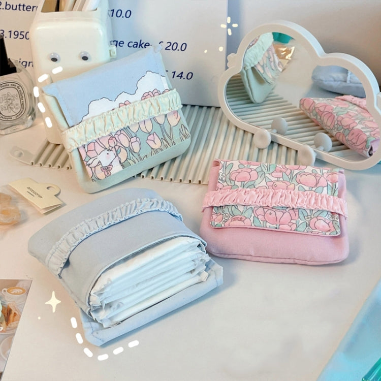 BD0443 2pcs Cartoon Pattern Large Capacity Sanitary Storage Bags, BD0443 (Coffee Cherry Bear), BD0443 (Beige Heart Bear), BD0443 (Flower Rabbit), BD0443 (Red Cherry Bear), BD0443 (Pink Tulip), BD0443 (White Rose), BD0443 (Sunflower), BD0443 (Beige Flow...
